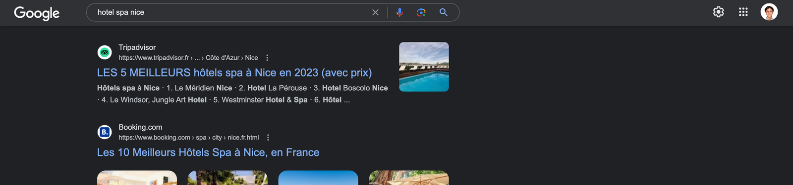 requête google : hotel spa nice